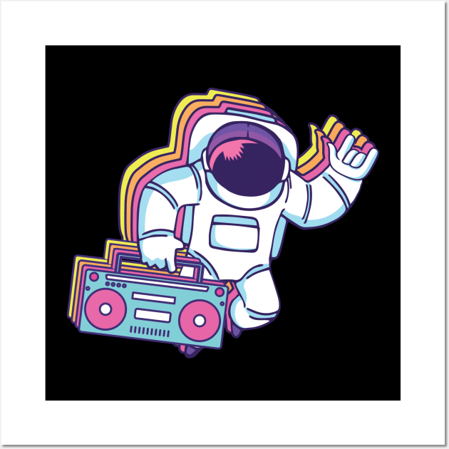 Astronaut Boombox | Radio Space Music Wall Art by origato